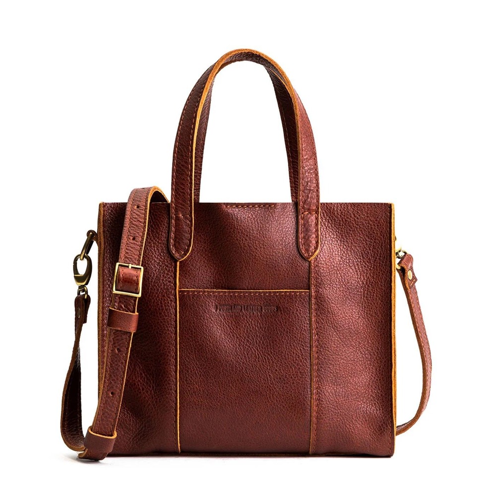 Portland Leather Goods Lola Crossbody Tote Nutmeg with Sesame Organizer NEW